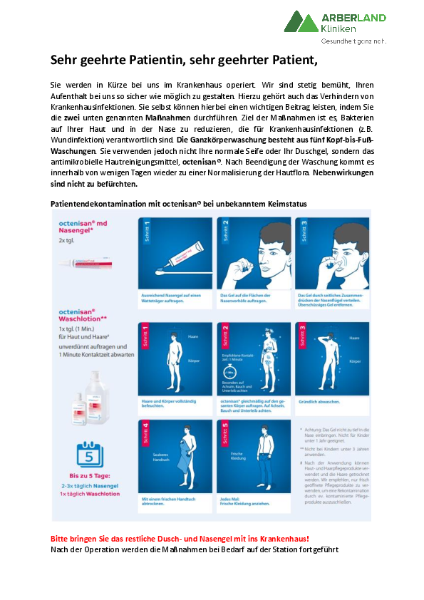 Patienteninformation präoperative antiseptische Waschungen